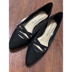 Croft And Barrow Womens Black Heels Pumps Size 7M Faux Suede